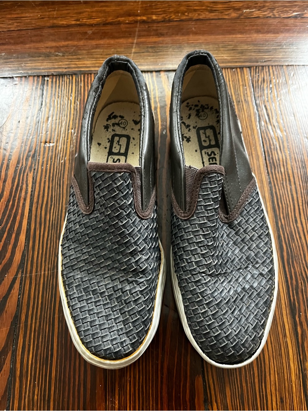 Woven Slip-On Flats in Dark Brown - Women's Casual Loafers
